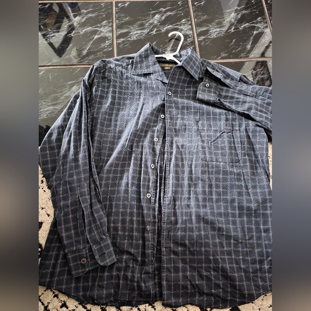 Xl mens ermenegildo zegna dress shirt blue plaid